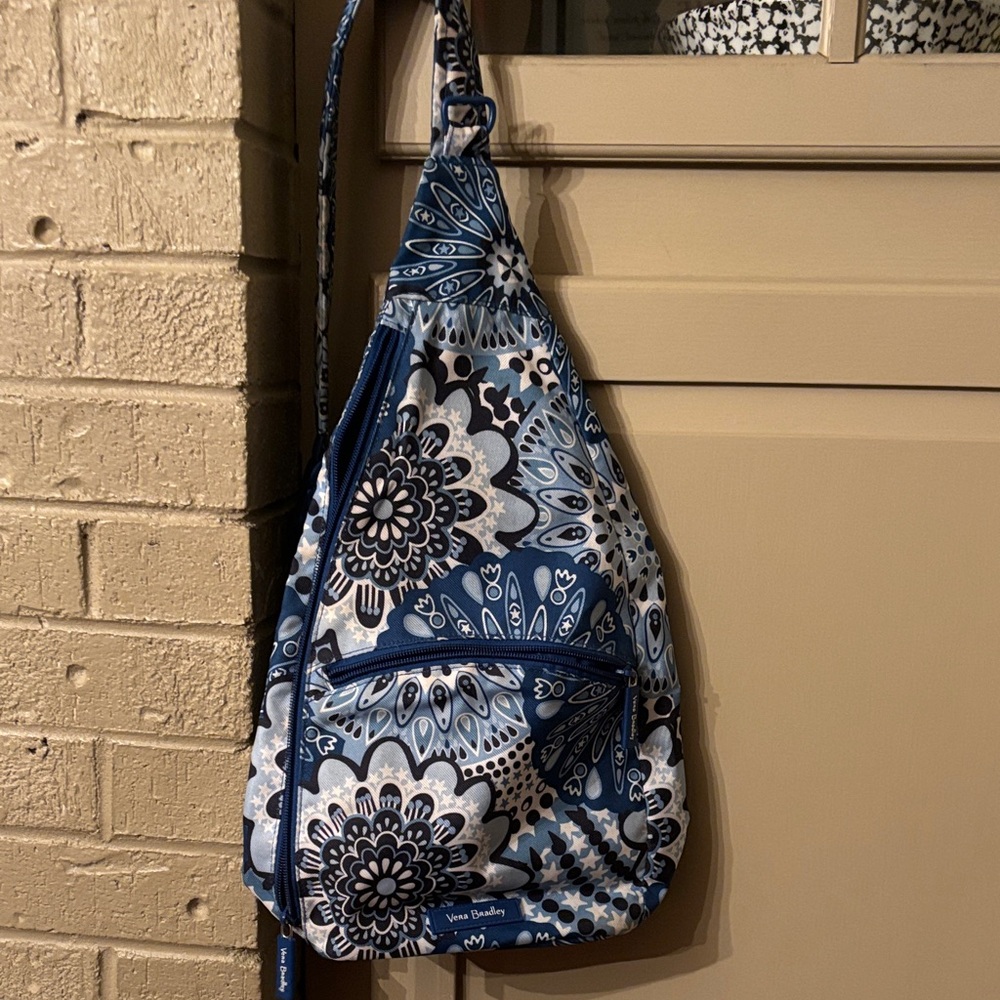Vera Bradley Navy and White Floral Slingpack